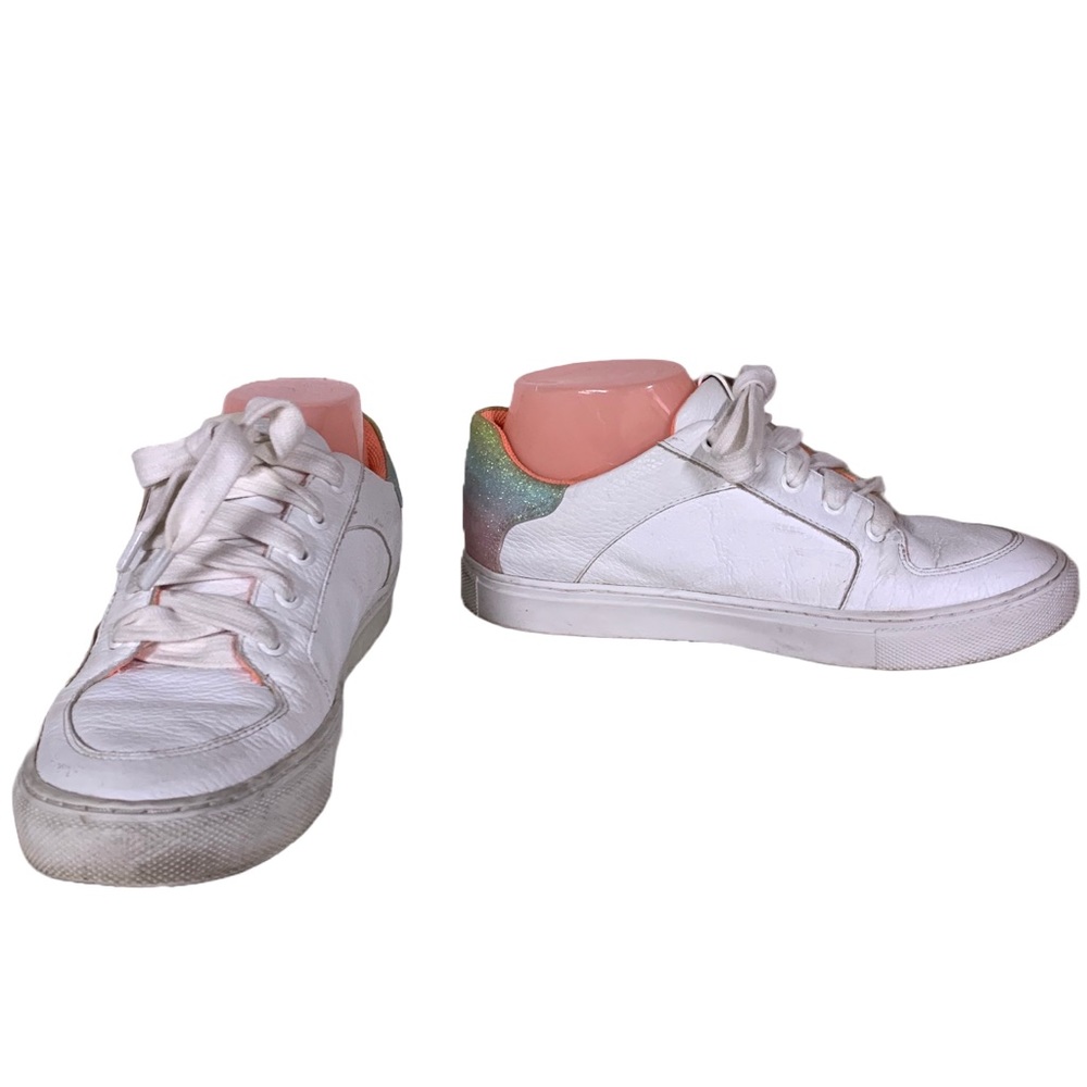 SOPHIA WEBSTER "SWALK IRIDESCENT" WHITE LEATHER PASTEL OMBRE GLITTER SNEAKERS 38 - Picture 10 of 15